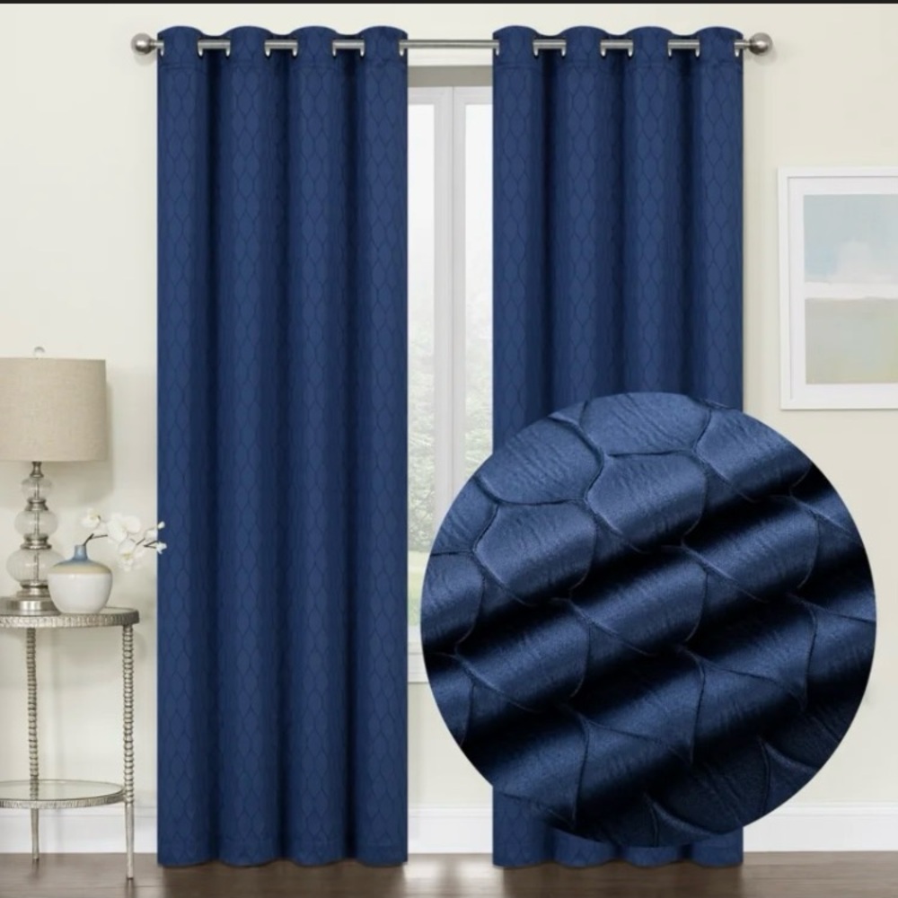 2 Pairs of navy drapes 3 ft x 7 ft